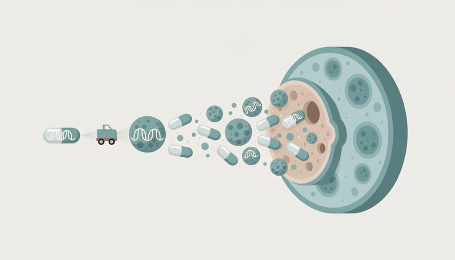 Macro image showing glossy spherical nanoparticles suspended in clear liquid
